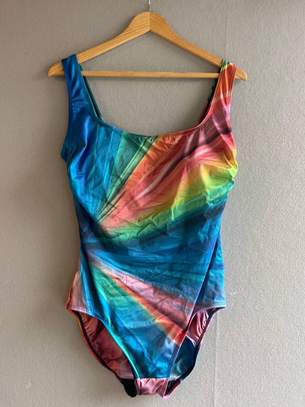 Longitude One Piece Swimsuit Size 14 Rainbow Abstract Print Long Torso